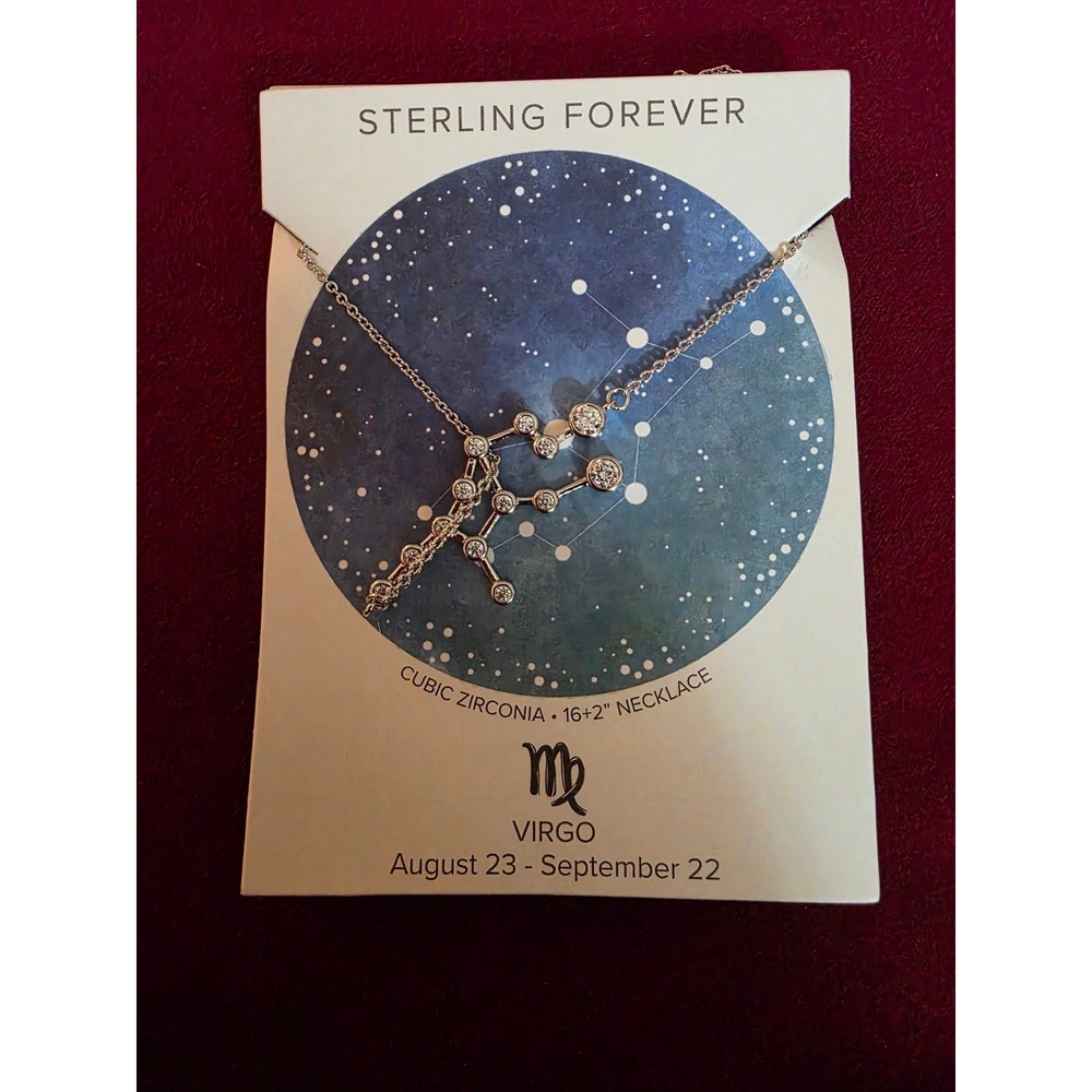 Sterling Forever Virgo Constellation Necklace Cubic Zirconia Silver Tone 16+2in
